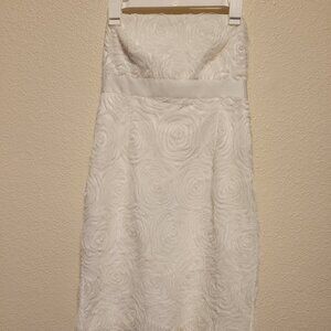 NWOT Ann Taylor White Rosette Tulle Chiffon Strapless Dress Size 8
